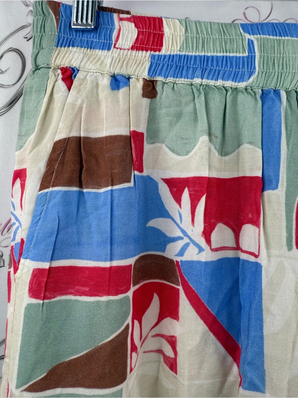 ICHI pants flowy Wide-Leg Geo Print Palazzo Pants in Multi-Color - Picture 7 of 16